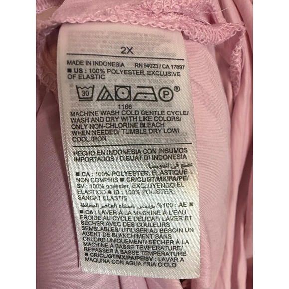 Old Navy Pink Satin V Neck Smocked Waist Midi Dress Plus Size 2X - Picture 6 of 6